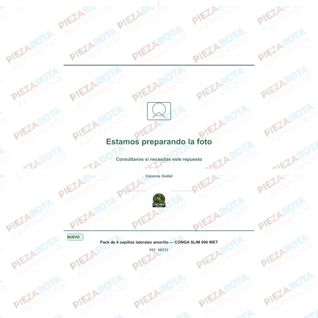 PACK DE 4 CEPILLOS LATERALES AMARILLO · Robot aspirador Conga Slim 890 Wet · Ref 60221 recambio Piezarota · Ref 60221…