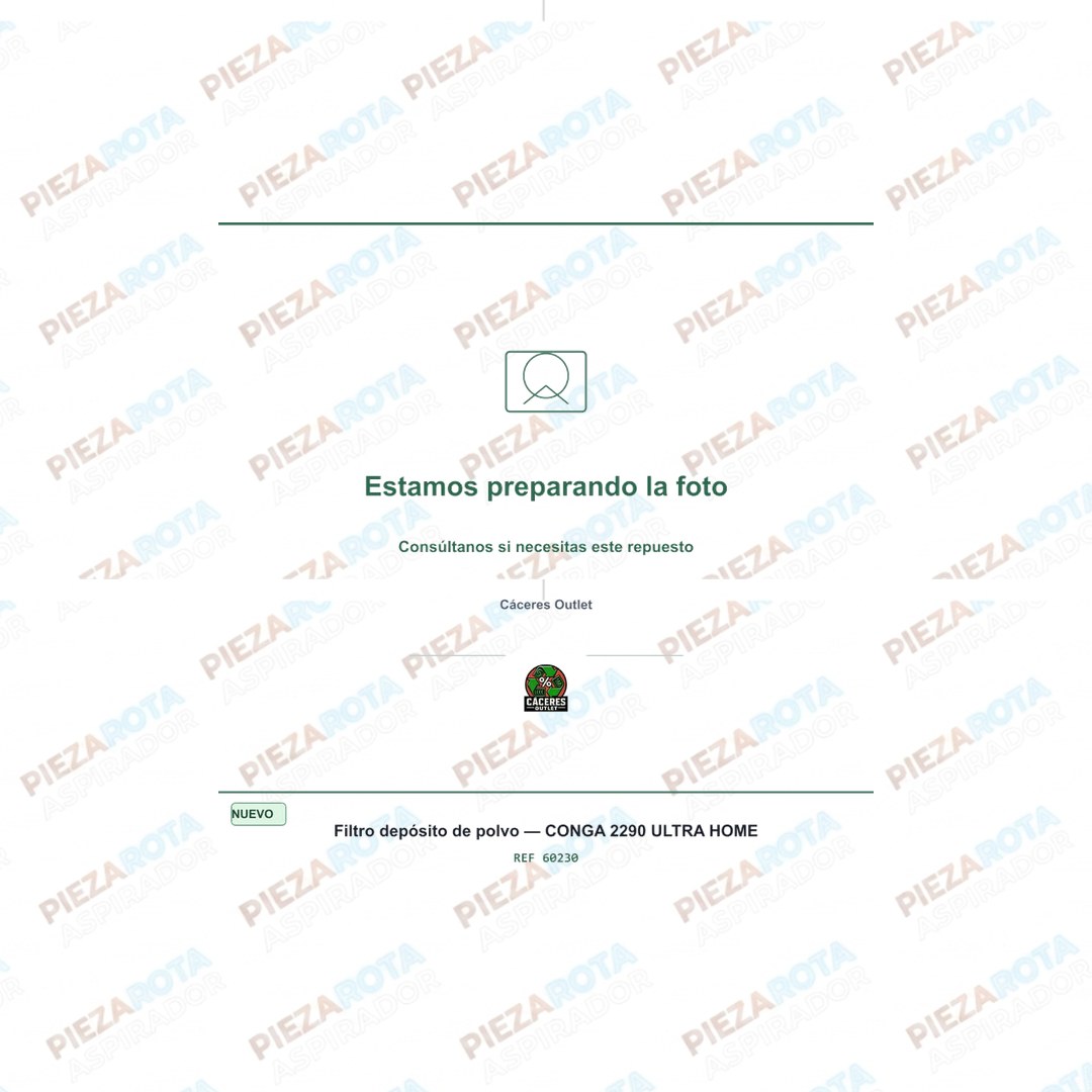 FILTRO DEPÓSITO DE POLVO Robot aspirador Conga 2290 ULTRA · REF 60230 recambio Piezarota · Ref 60230