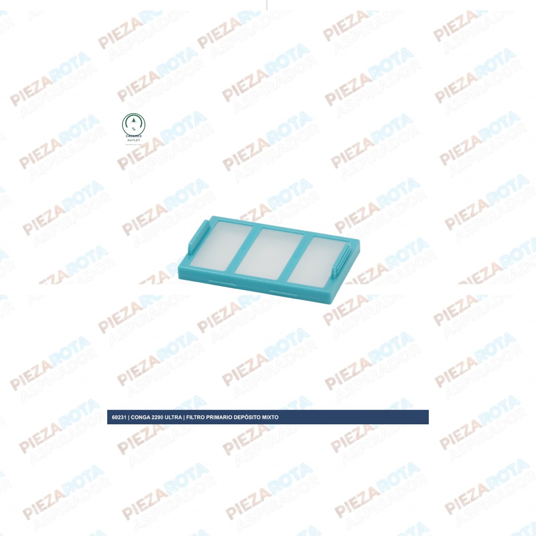 FILTRO PRIMARIO DEPÓSITO MIXTO Robot aspirador Conga 2290 ULTRA · REF 60231 recambio Piezarota · Ref 60231